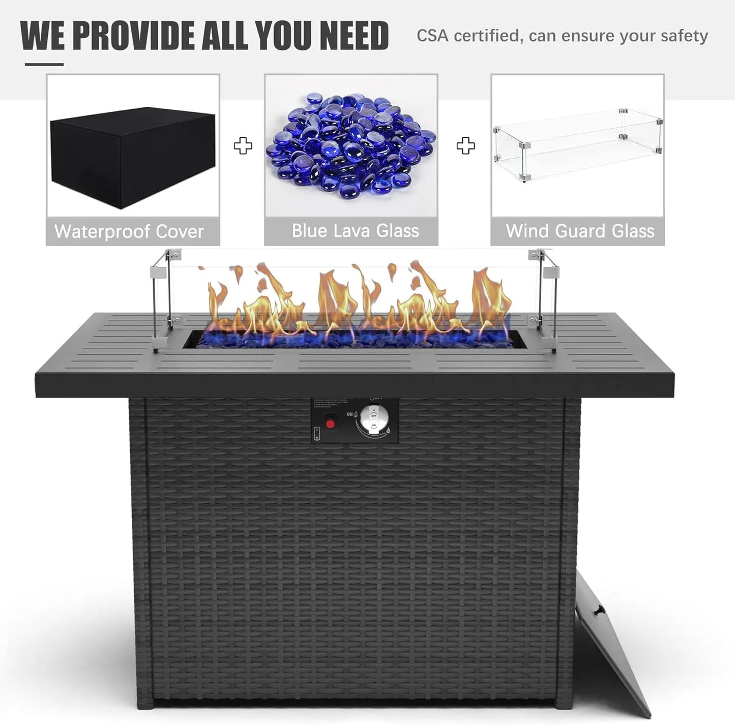 5 Piece Aluminum Furniture Set with Fire Pit Table