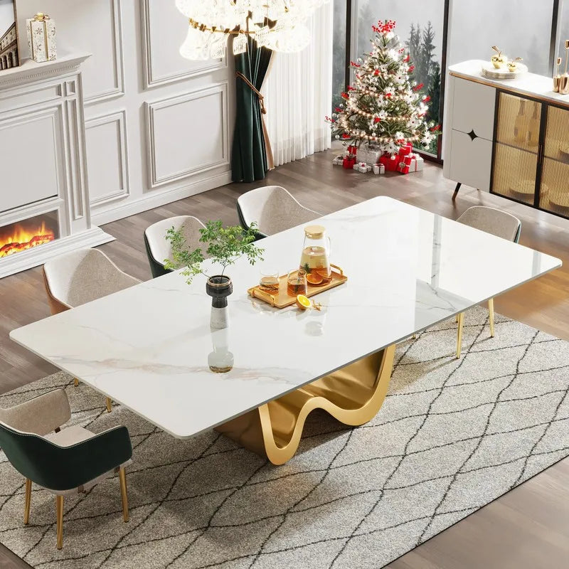 7-Piece Easy Assembly Dining Table Set with Tempered Glass Top