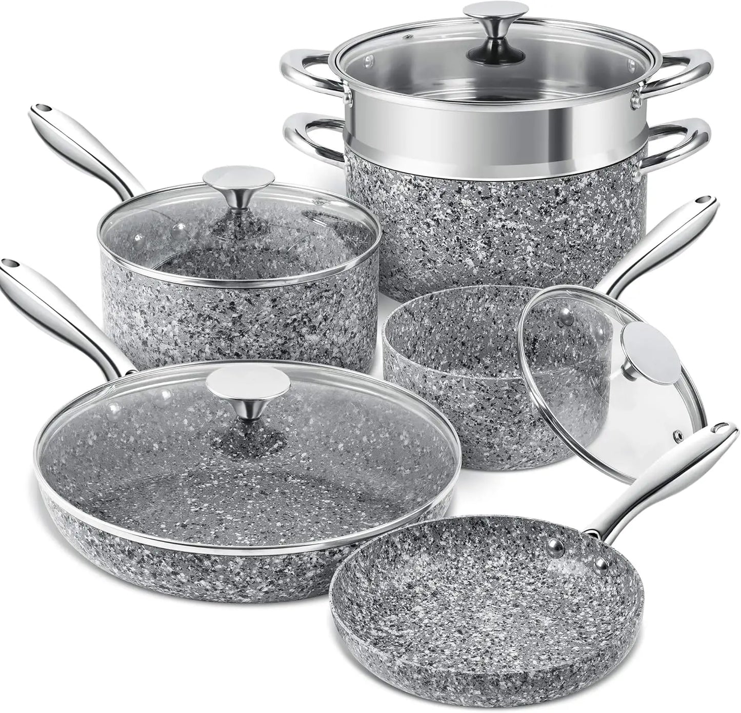 10 Piece, Stone-Derived Coating, Ultra Nonstick Cookware Set