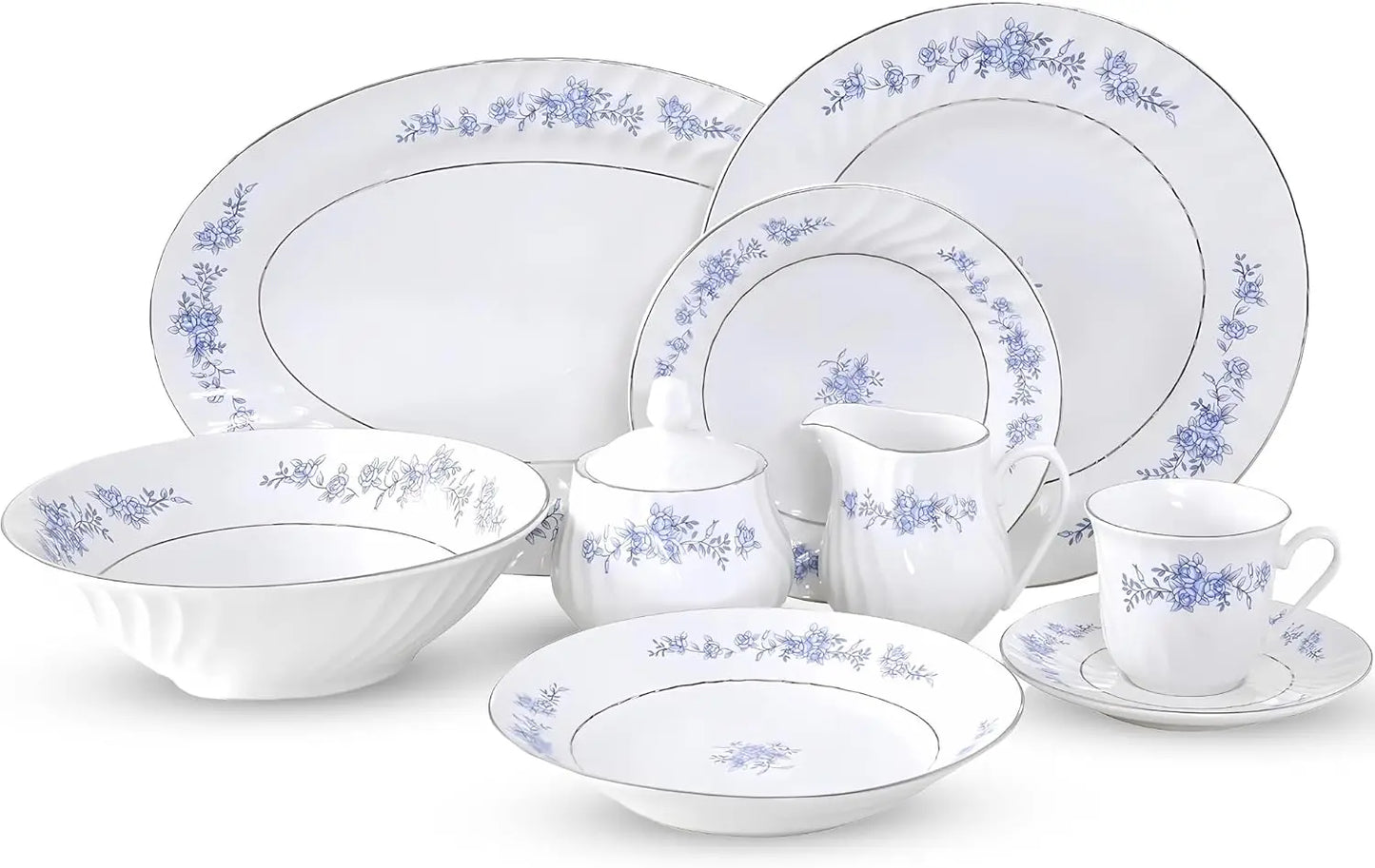 Royal Rose Floral 45-Piece Dinnerware Set