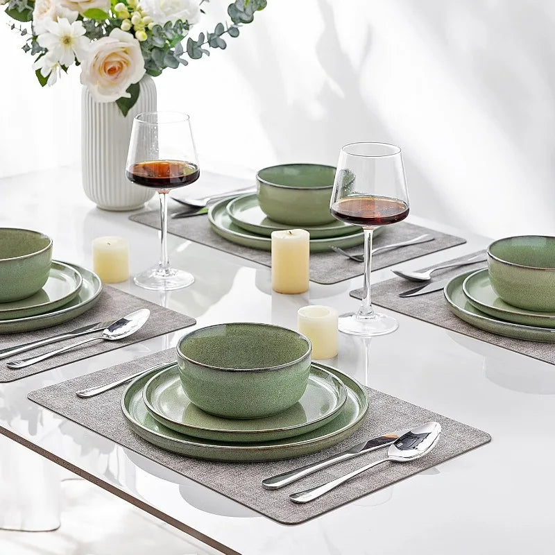 12 Piece Ceramic Dinnerware Set for 4, Scratch Resistant Dishes