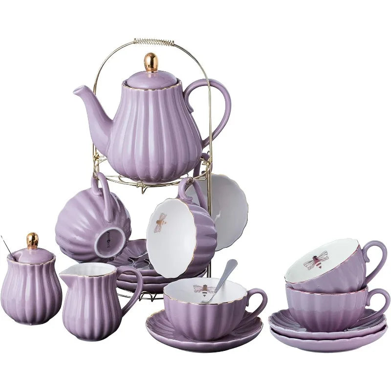 Cups& Saucer Service for 4, Teacup Set