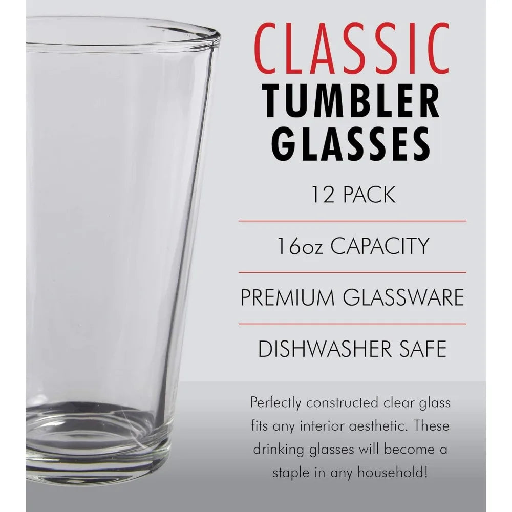 Set of 12 – 16 oz Pint Beer Glasses