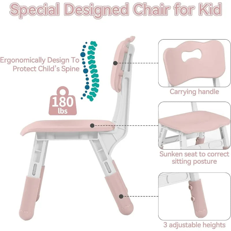 Height-Adjustable Toddler Table and Chair Set with Graffiti Desktop