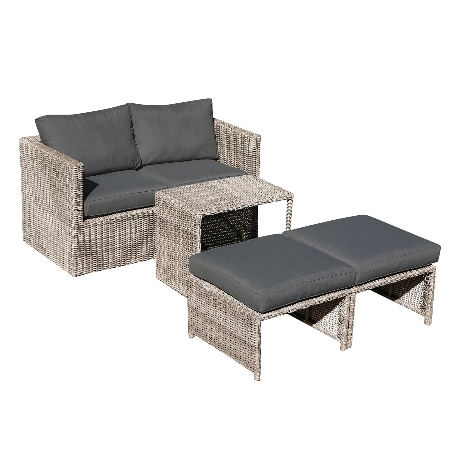 5 Piece Outdoor Conversation Wicker Seating Group