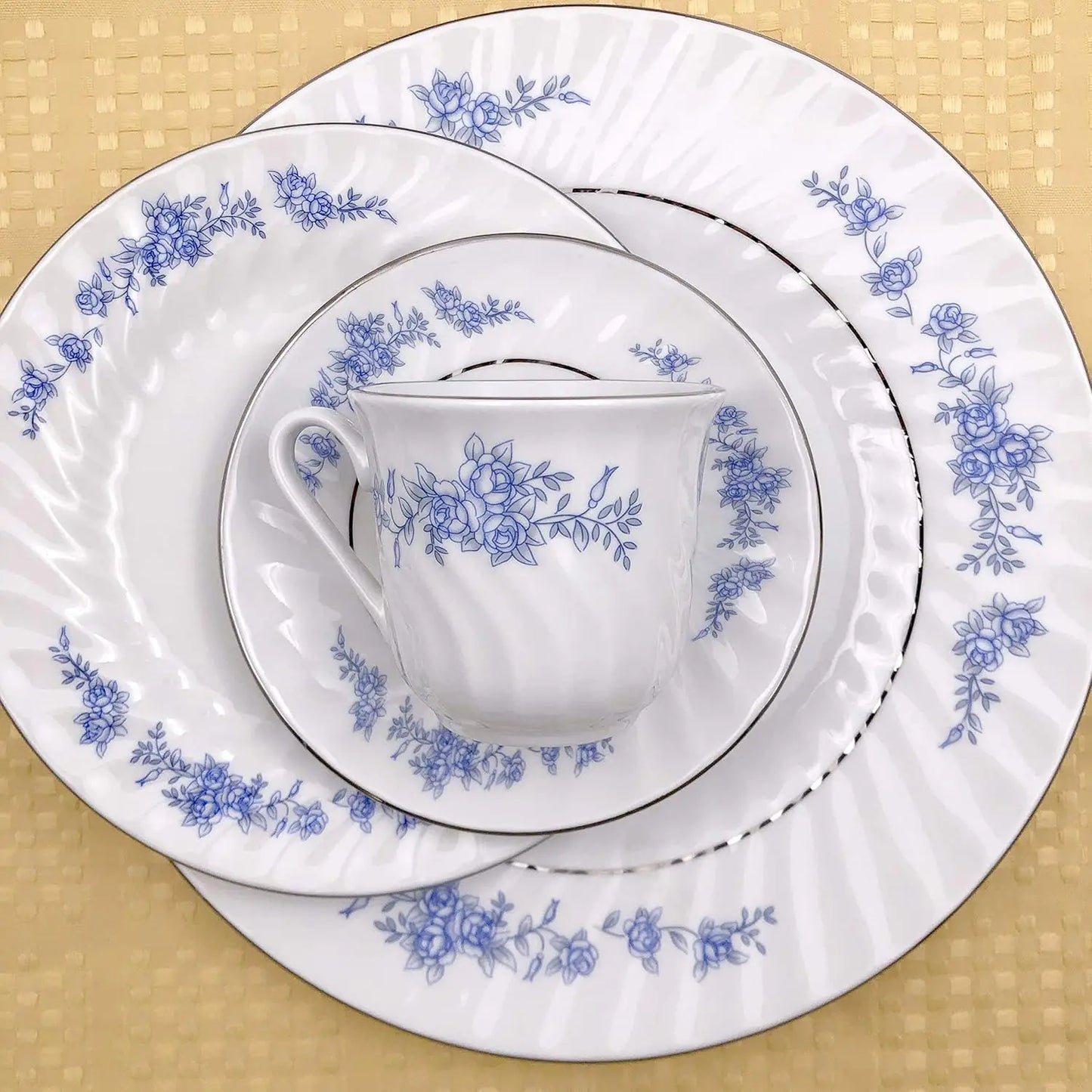 Royal Rose Floral 45 Piece Dinnerware Set Service for 6