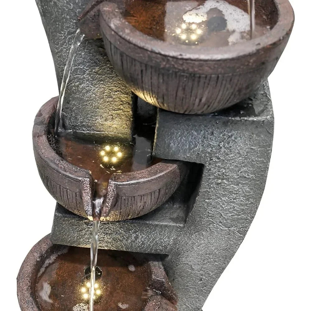 43.7" H 5-Tier Garden Outdoor Water Fountain with LED Lights