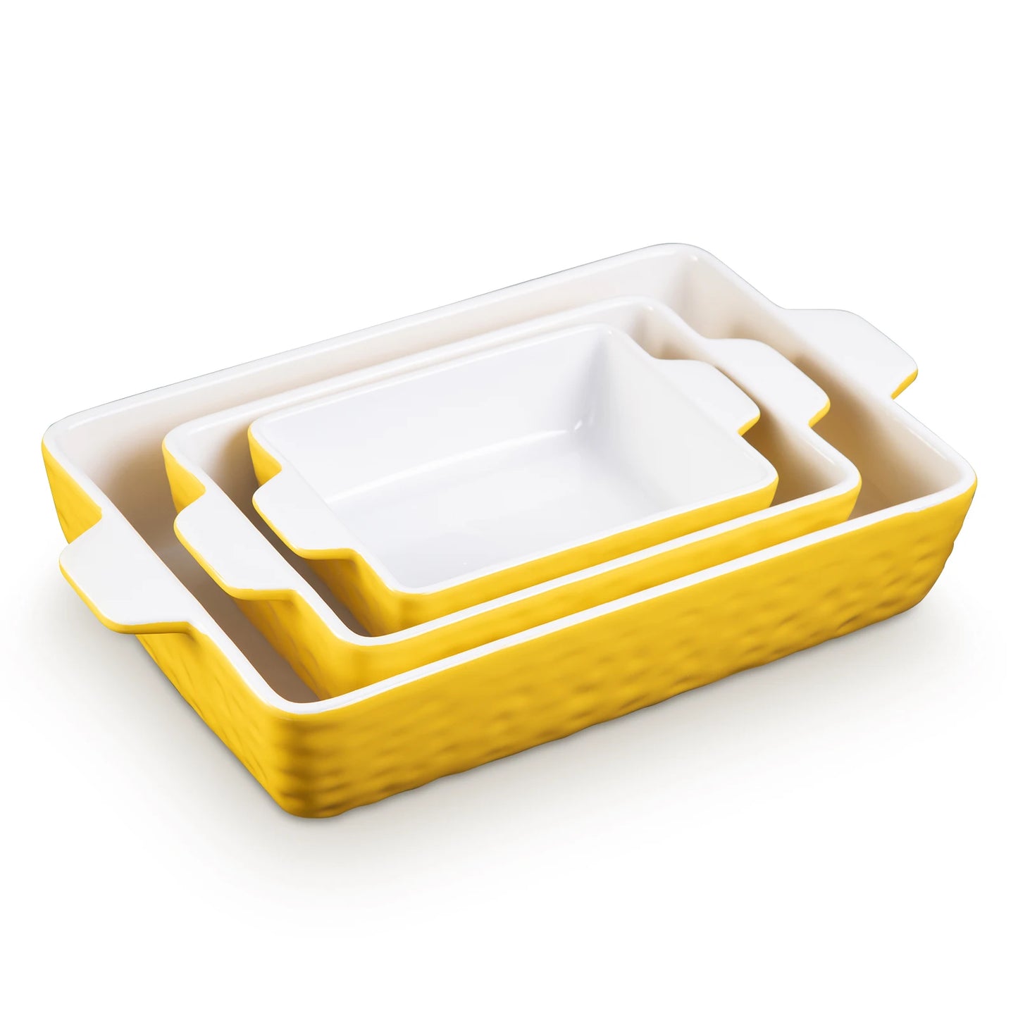 3PCS Ceramic Glazed Relief Baking Tray