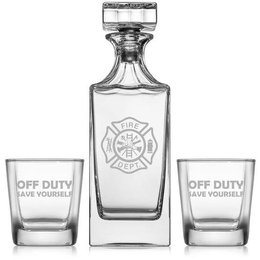 Firefighter Off Duty Whiskey Decanter Gift Set