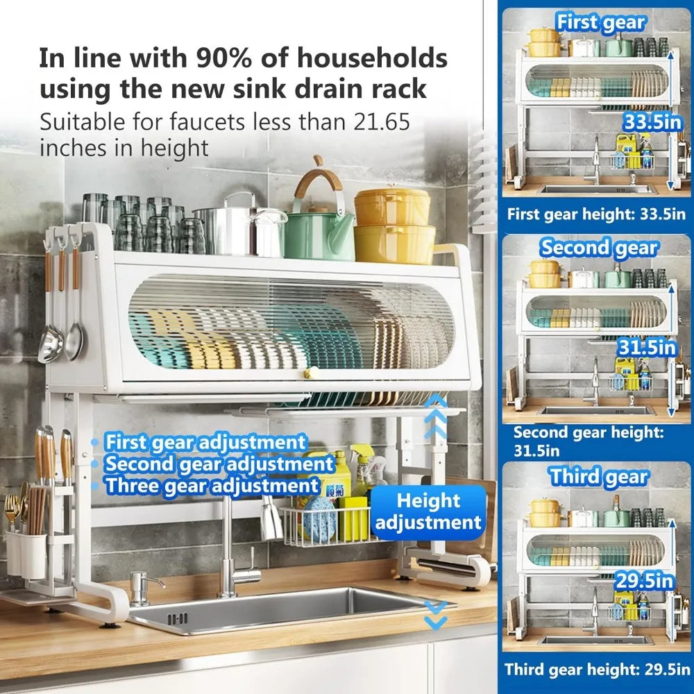 3 Tier Adjustable Over The Sink Dish Drying Rack