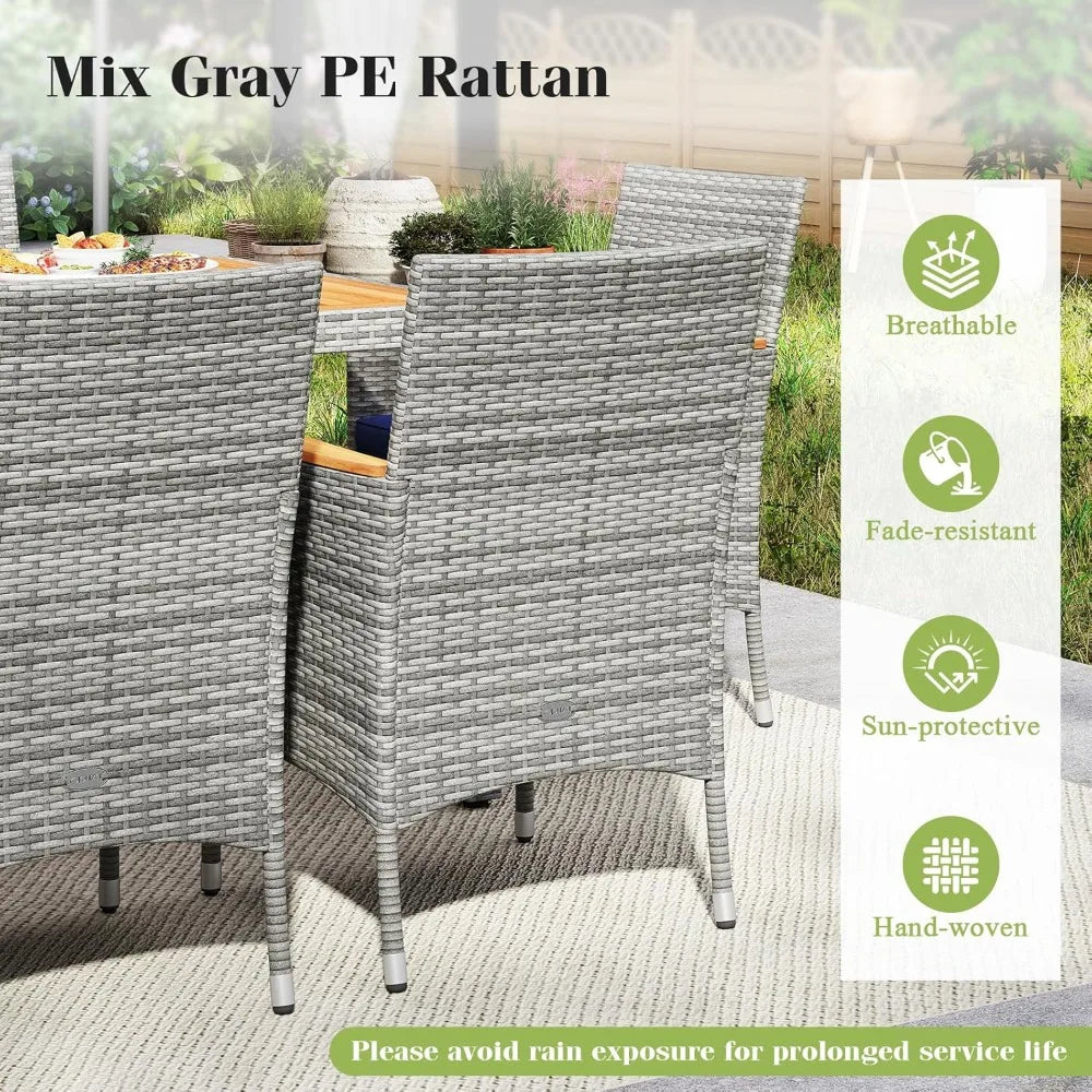 9 Piece PE Wicker Patio Dining Set