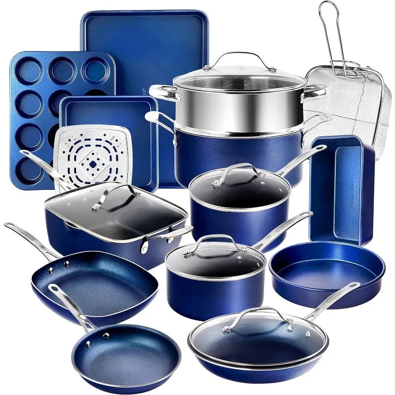 20 Pc Diamond Coated Non Stick Cookware Set