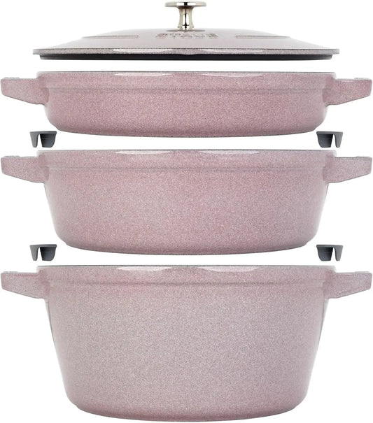 Cast Iron 4-pc, Stackable Space-Saving Cookware Set