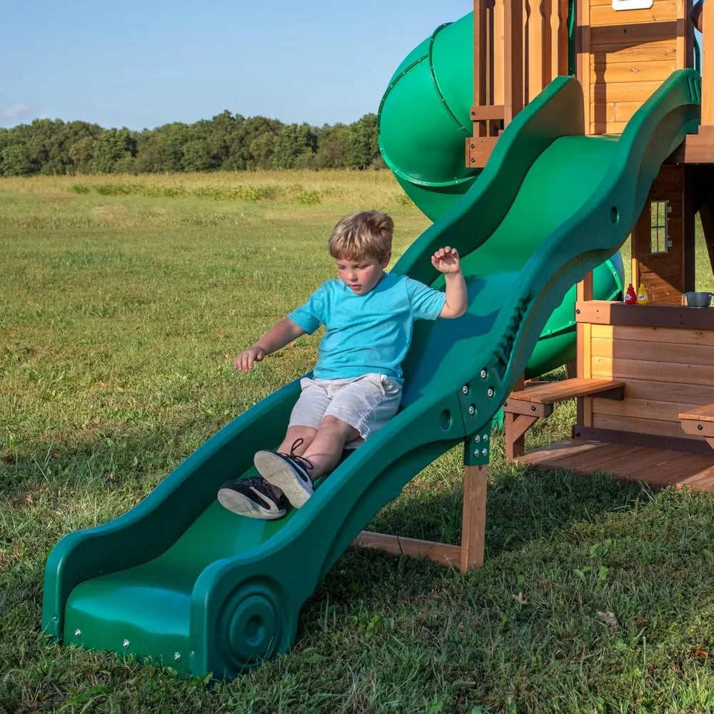 Cedar Wood Swing Set Playhouse