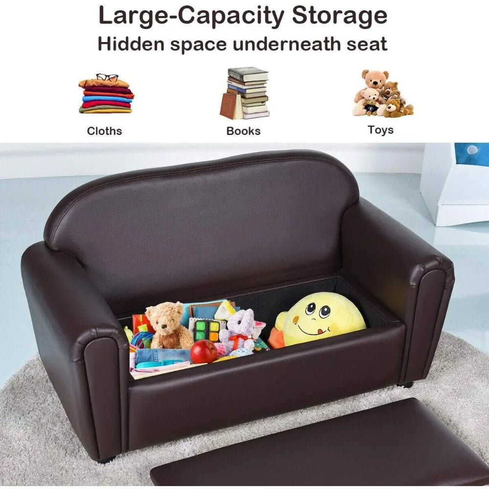 2 in 1 Double Seat Children's Sofa w/Under Seat Storage