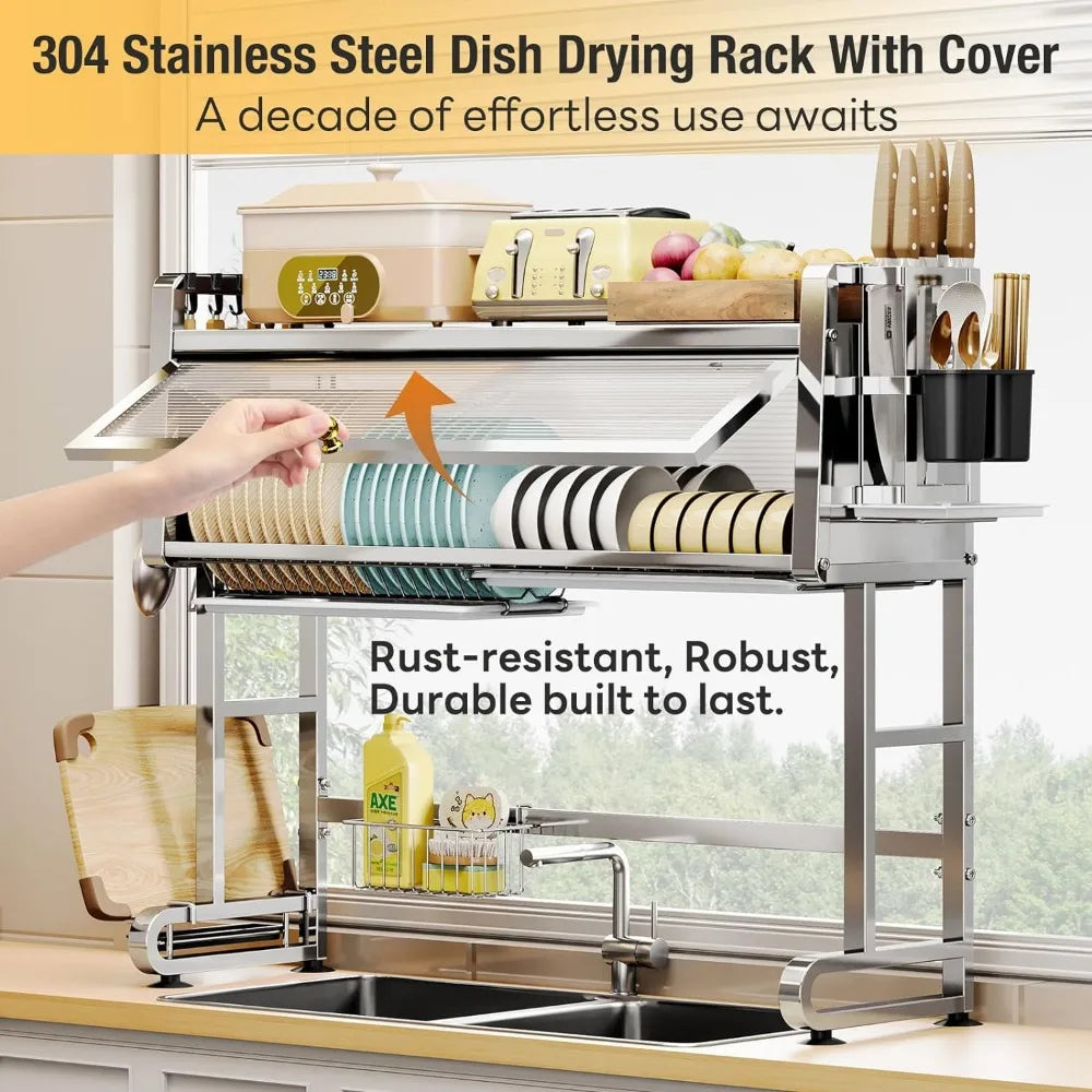 3 Tier Adjustable Over The Sink Dish Drying Rack