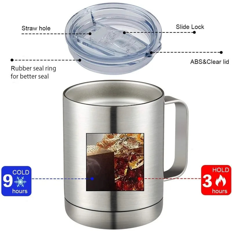 12oz Stainless Steel Insulated Coffee Mug With Handle