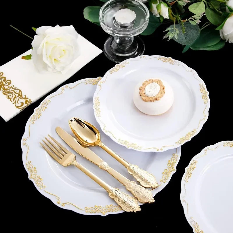 350 pcs Plastic Dinnerware Set