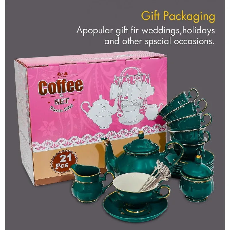 22-Piece Porcelain Ceramic Coffee/ Tea Gift Sets, Service for 6