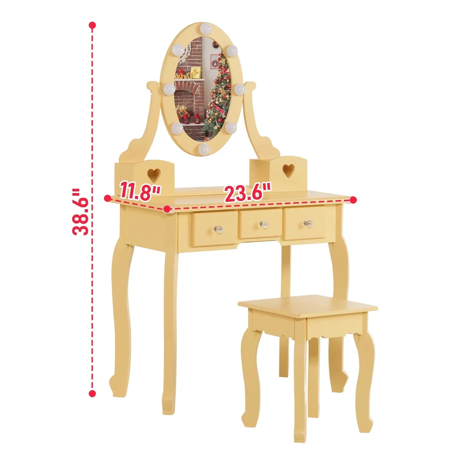Kids' Mirrored Vanity and Stool Set