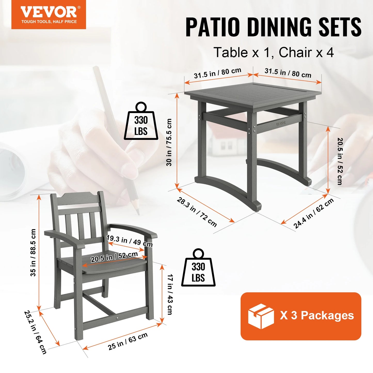 5 Pcs Outdoor Patio Dining Set