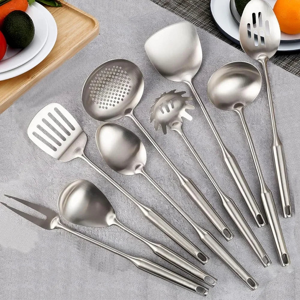 304 Stainless Steel Kitchen Utensils, 9 PCS Metal Cooking Utensils Set