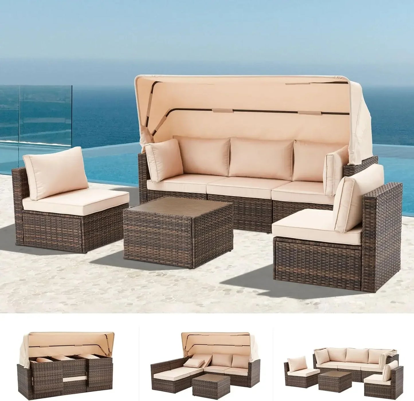 Exclusive Quick Install Patio Furniture Set w/Ottoman