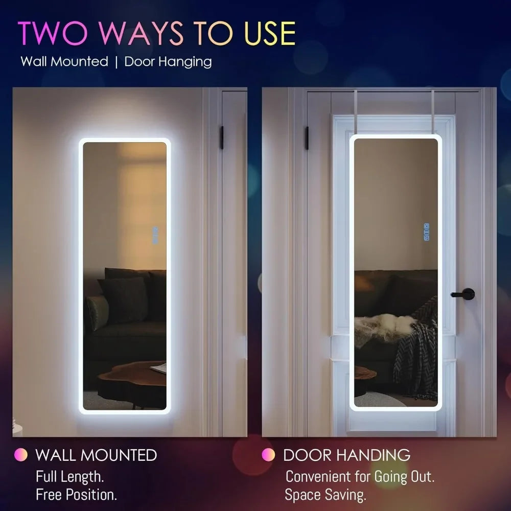 Full Length Wall Mounted Mirror with LED Lights