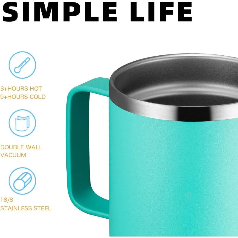 12oz Stainless Steel Insulated Coffee Mug With Handle