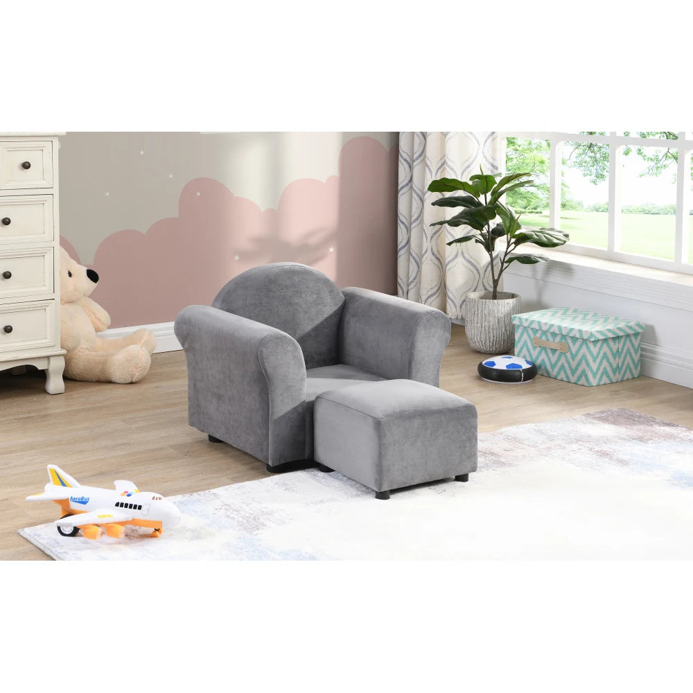 Kids' Upholstered Chair with ottoman