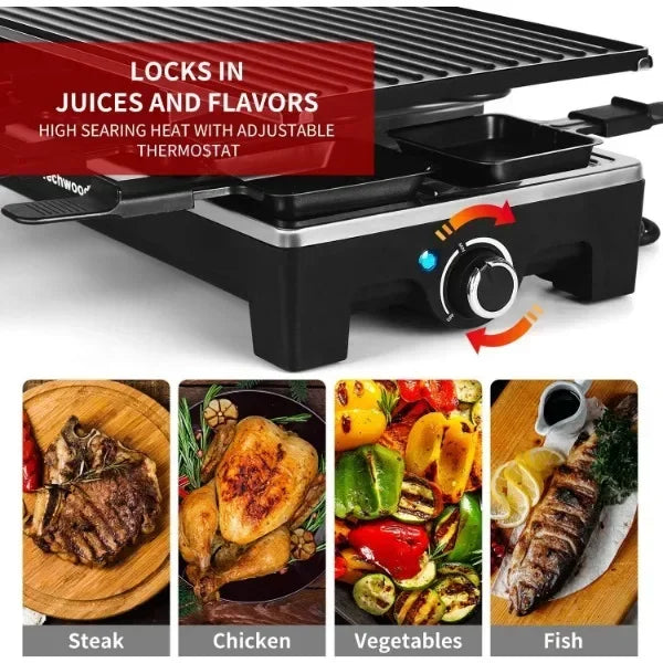 2-in-1 Non-Stick Electric Indoor Table Grill