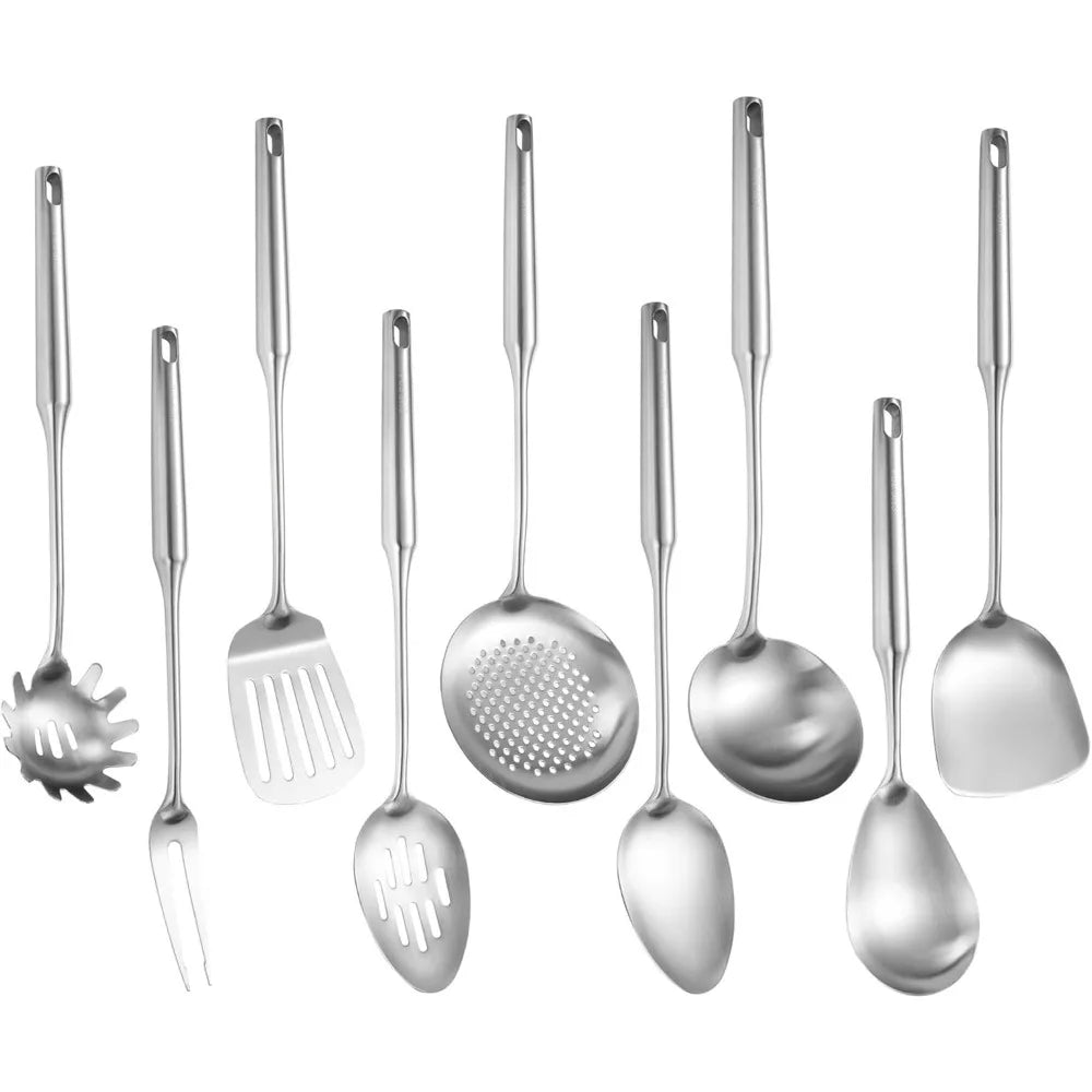 304 Stainless Steel Kitchen Utensils, 9 PCS Metal Cooking Utensils Set