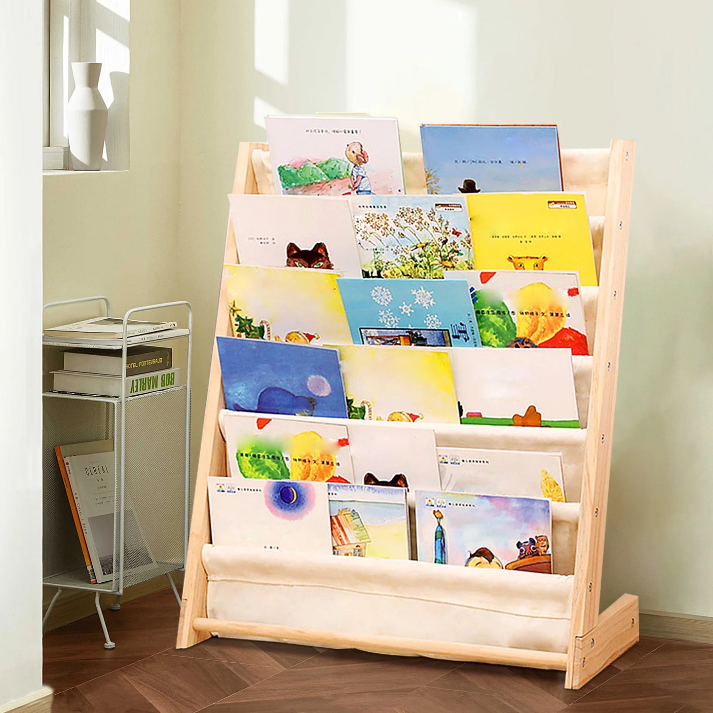 Natural Beige 6-Layer Book Rack