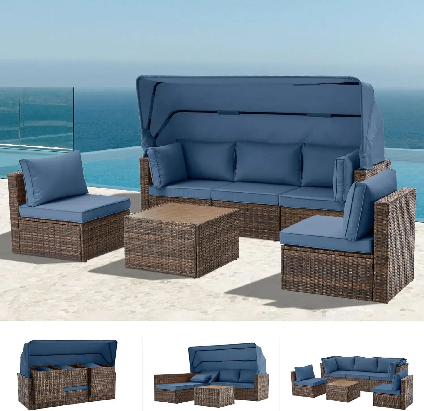 Exclusive Quick Install Patio Furniture Set w/Ottoman