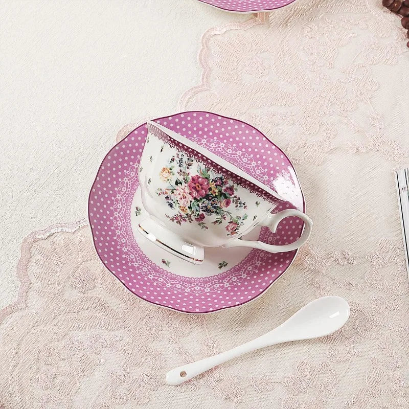 21 Piece Floral Porcelain Tea Set, for 6