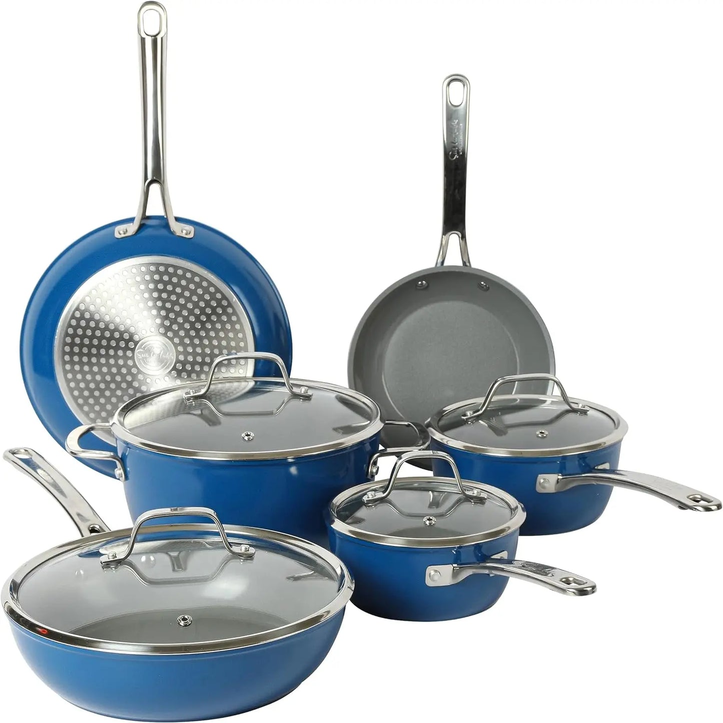 10 Piece PFA Free Titanium Ceramic Nonstick Interior Forged Aluminum Cookware Set