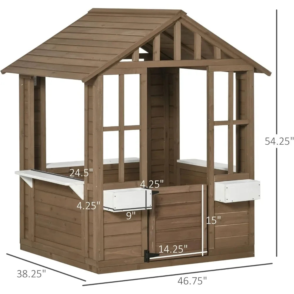 Kid's Outdoor Garden Games Cottage Wooden Playhouse