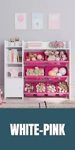 Kids Playroom Organization Shelving Unit with Removable Storage Bins