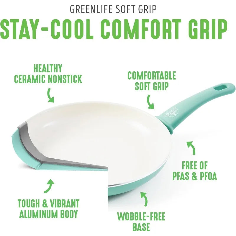 GreenLife Soft Grip 16 Piece Nonstick Ceramic Cookware Set
