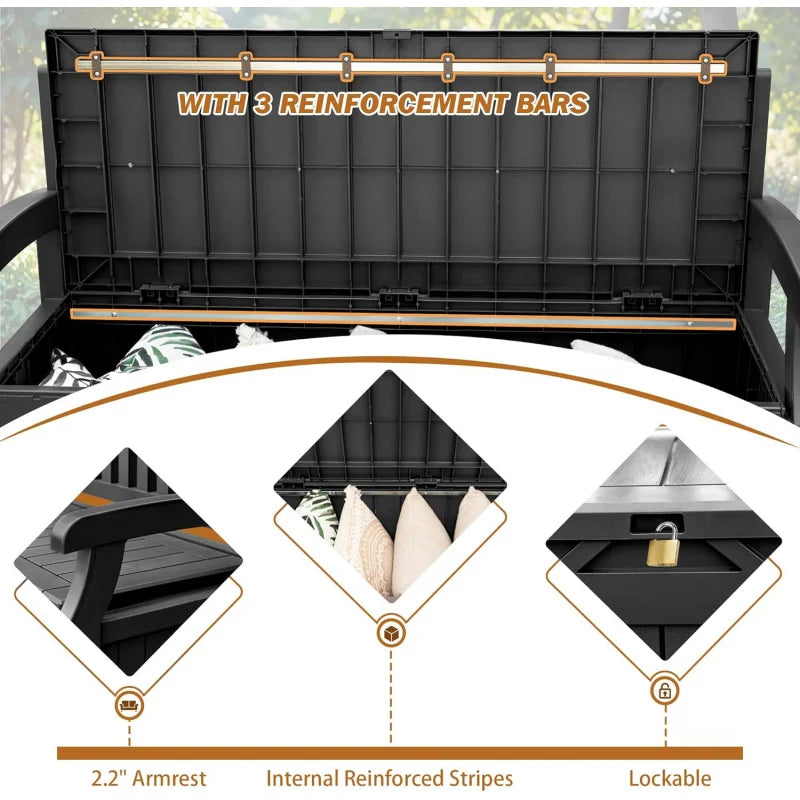 80 Gallon Lockable Storage Bench Deck Box (Black)