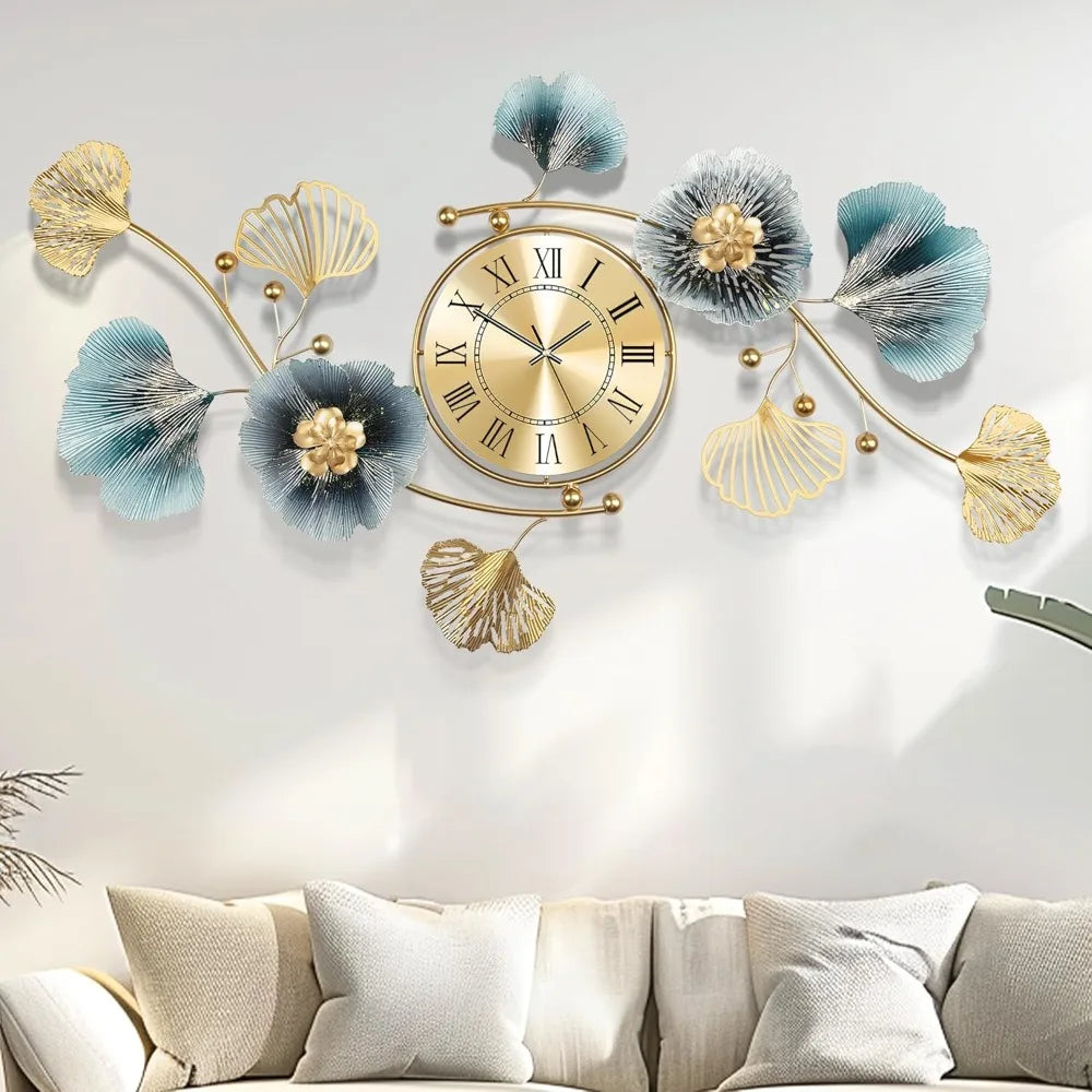 Creative Metal Ginkgo Biloba Decorative Wall Clock