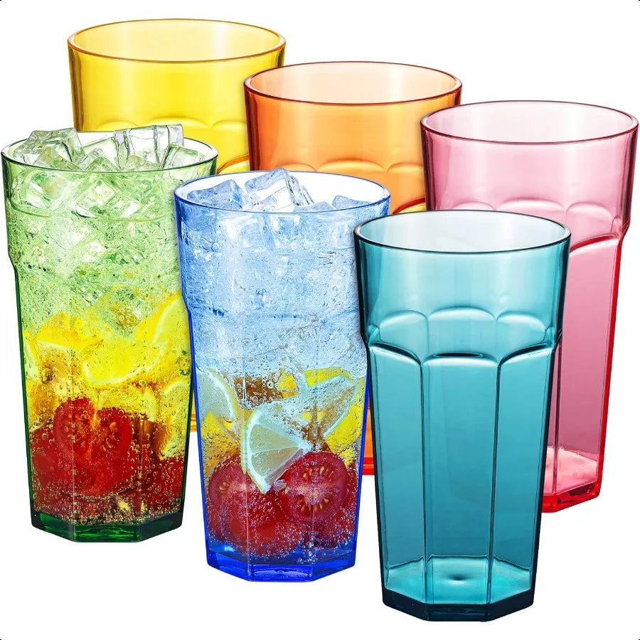 Set of 6, Multicolor Stackable Classic 22Ounce Plastic Tumblers