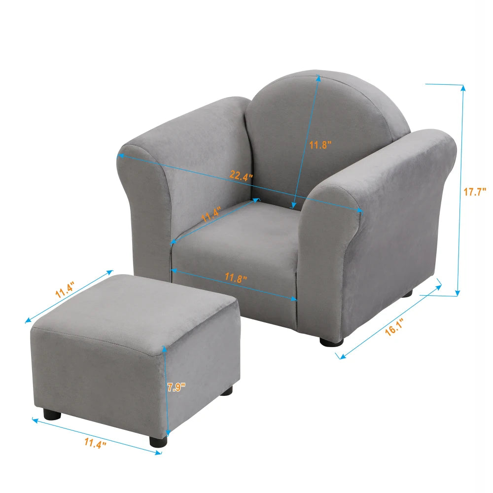 Kids' Upholstered Chair with ottoman