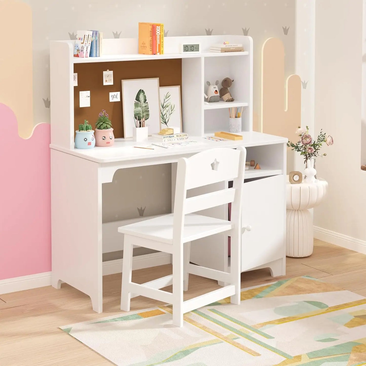 Kids Bookshelf & Organizer Study Desk & Chair Set