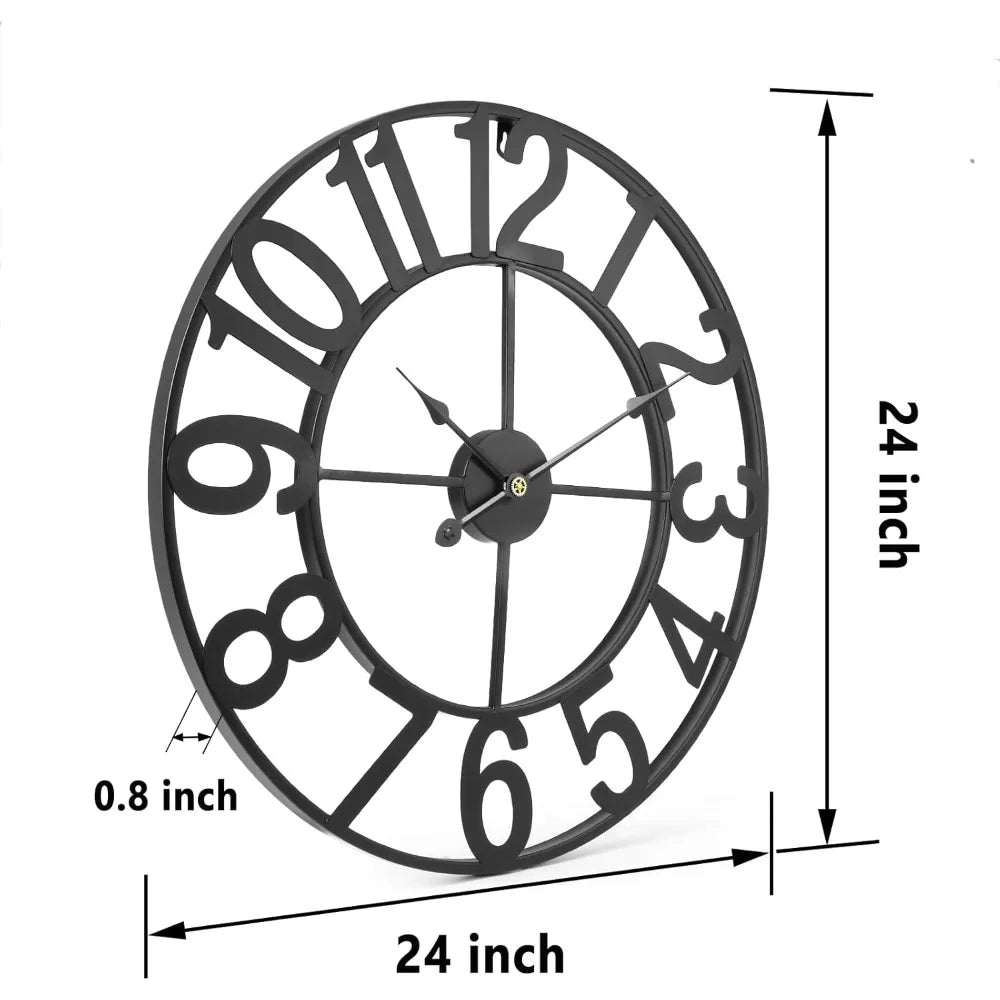 24 Inch Modern Round Metal Wall Clock