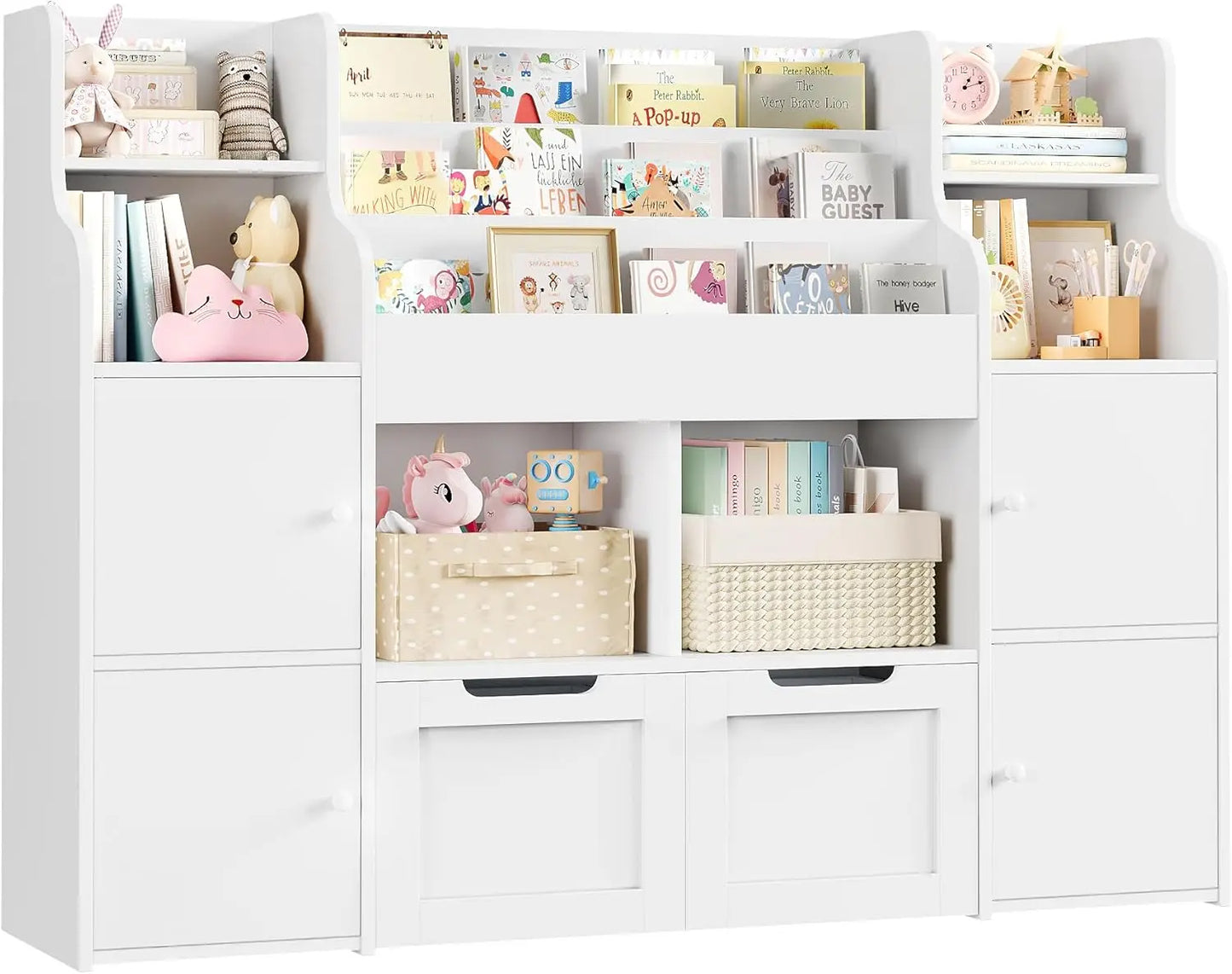 Large Toy Organizer and Storage with 8 Storage Cubbies and 2 Movable Drawers