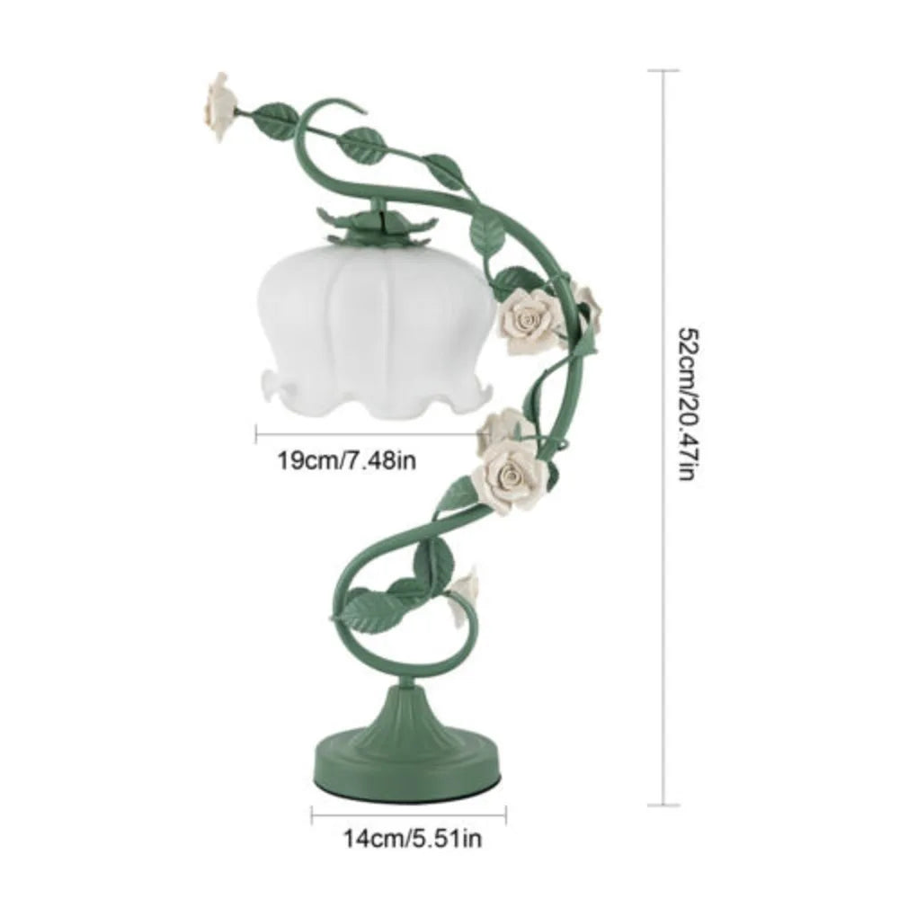 Green Bedside Flower Night Light Table Lamp