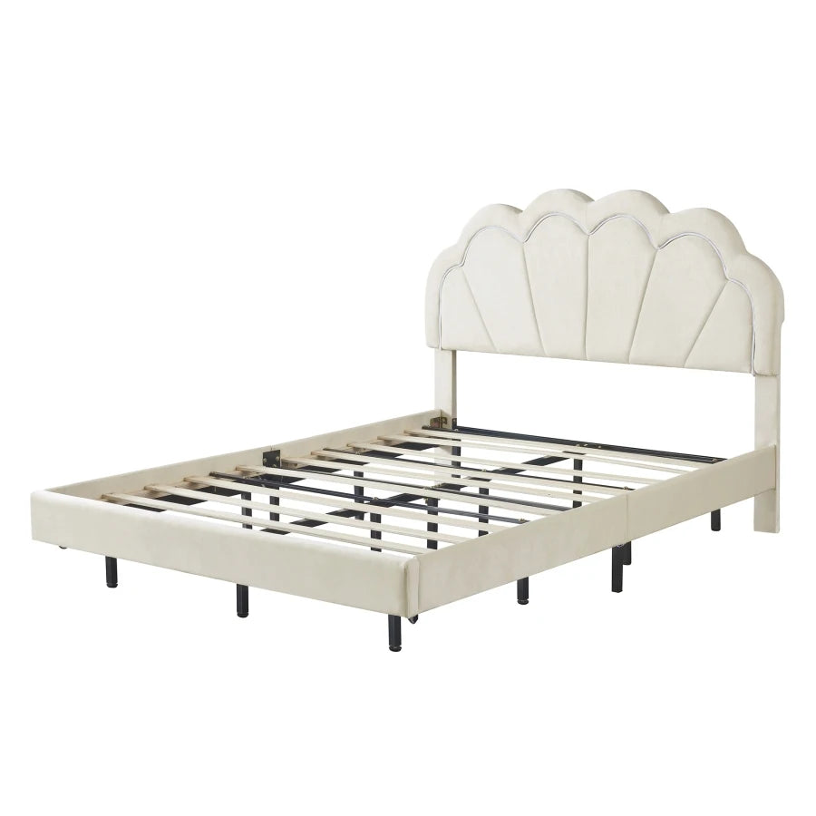 Queen Size 2-Piece Platform Bed with Storage Ottoman