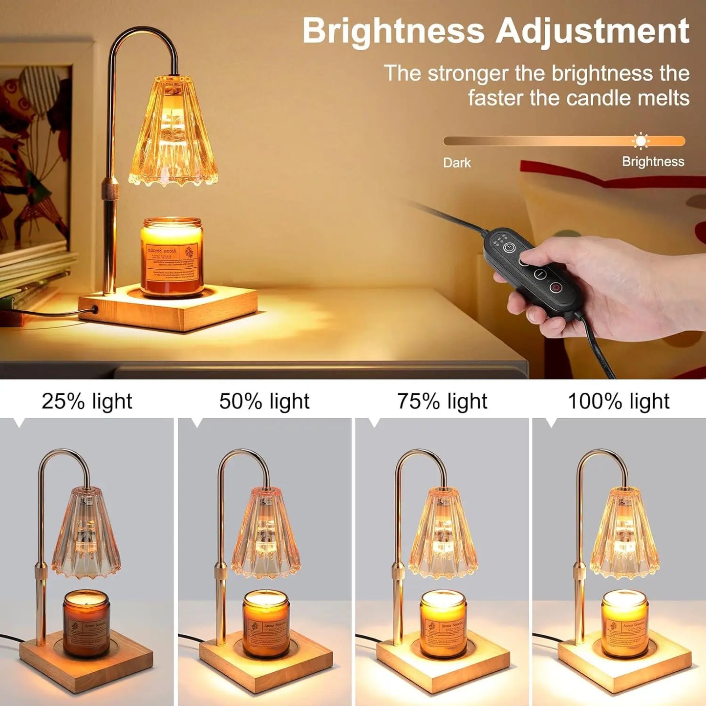 Electric Candle Lamp Warmer with Timer & Dimmer, Height Adjustable, with 2 Bulbs