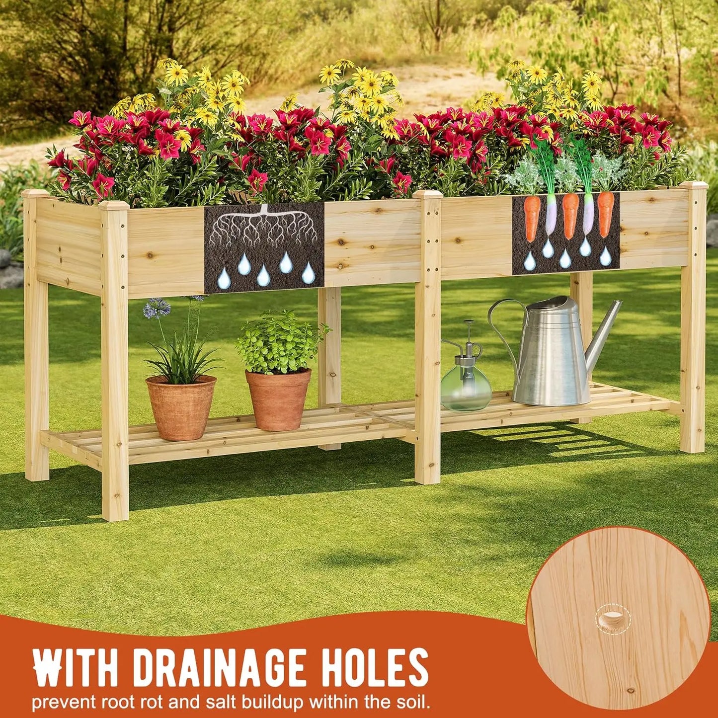 Elevated Garden Bed with Legs Wood Planter Box